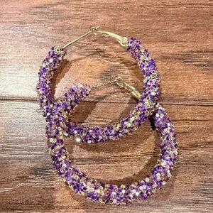 Purple and gold Hoop Earrings